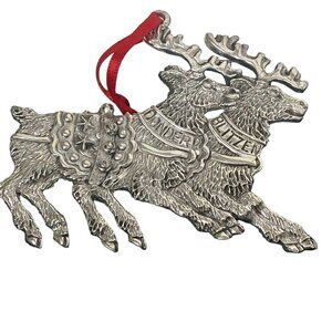 REED & BARTON Christmas Ornament Donder and Blitzen Reindeer Holiday Collectible